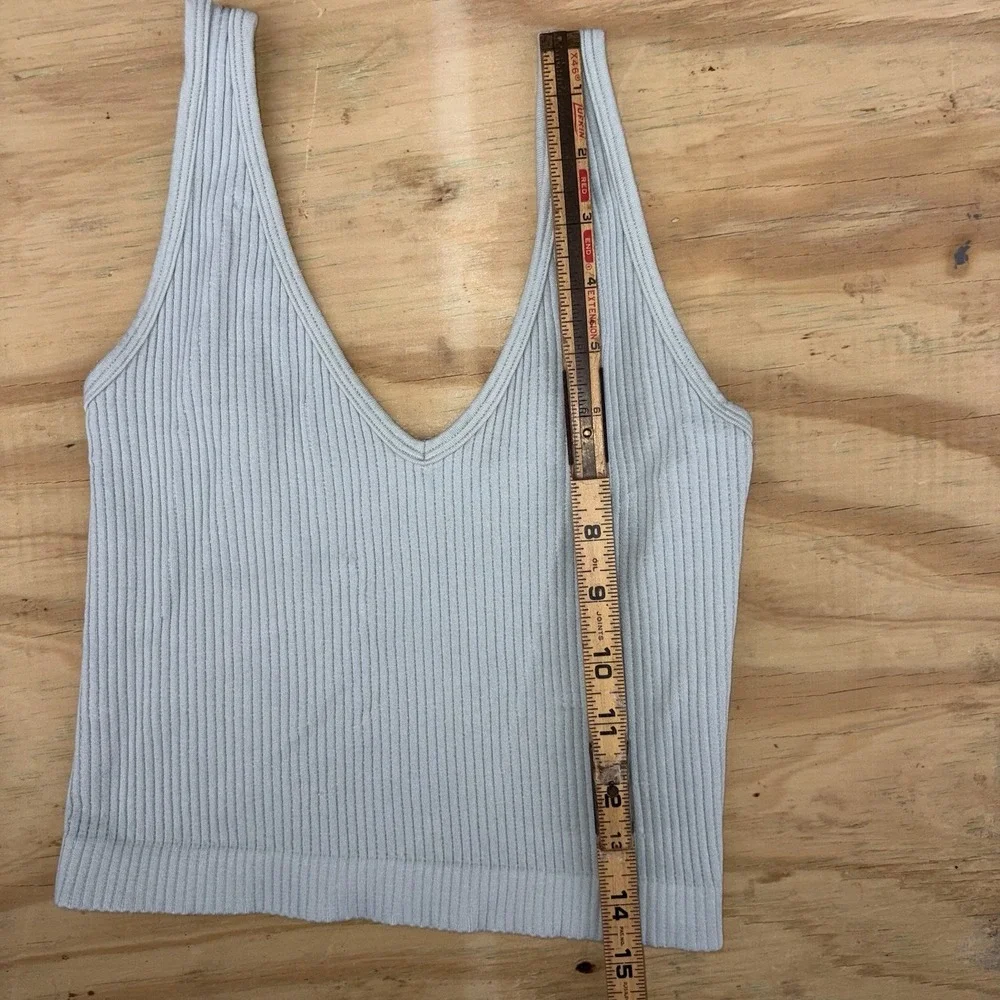 Intimately Free People FP Solid Rib Brami Crop Top‎ Tank Green V Neck XS/S